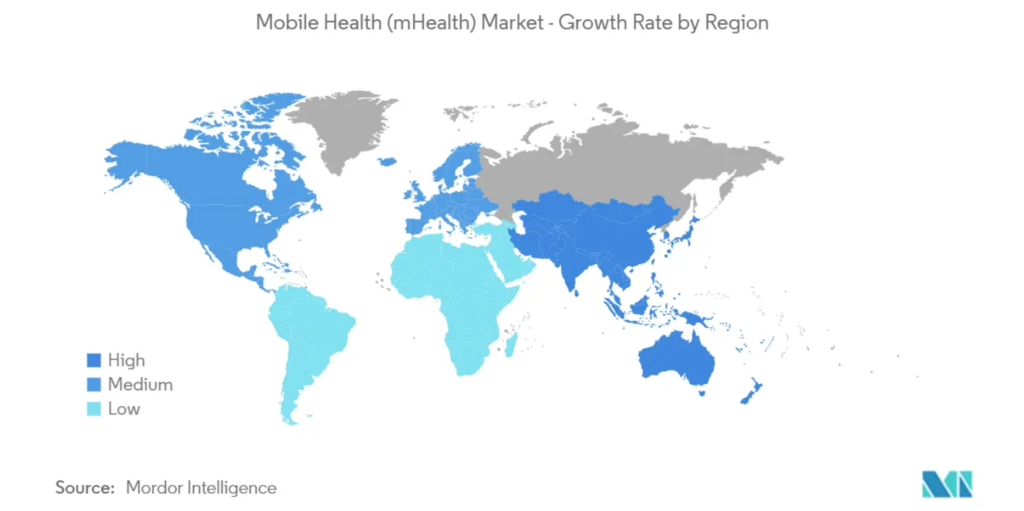 Comparison of mHealth Market Growth Rates by Region